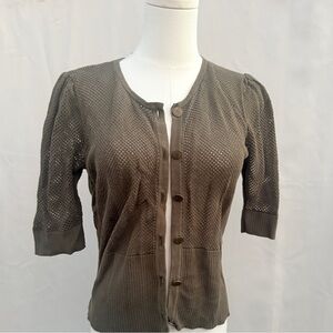 Bianca Nygård Petite Olive Cotton Knit Cardigan PM 10–12 Button Front